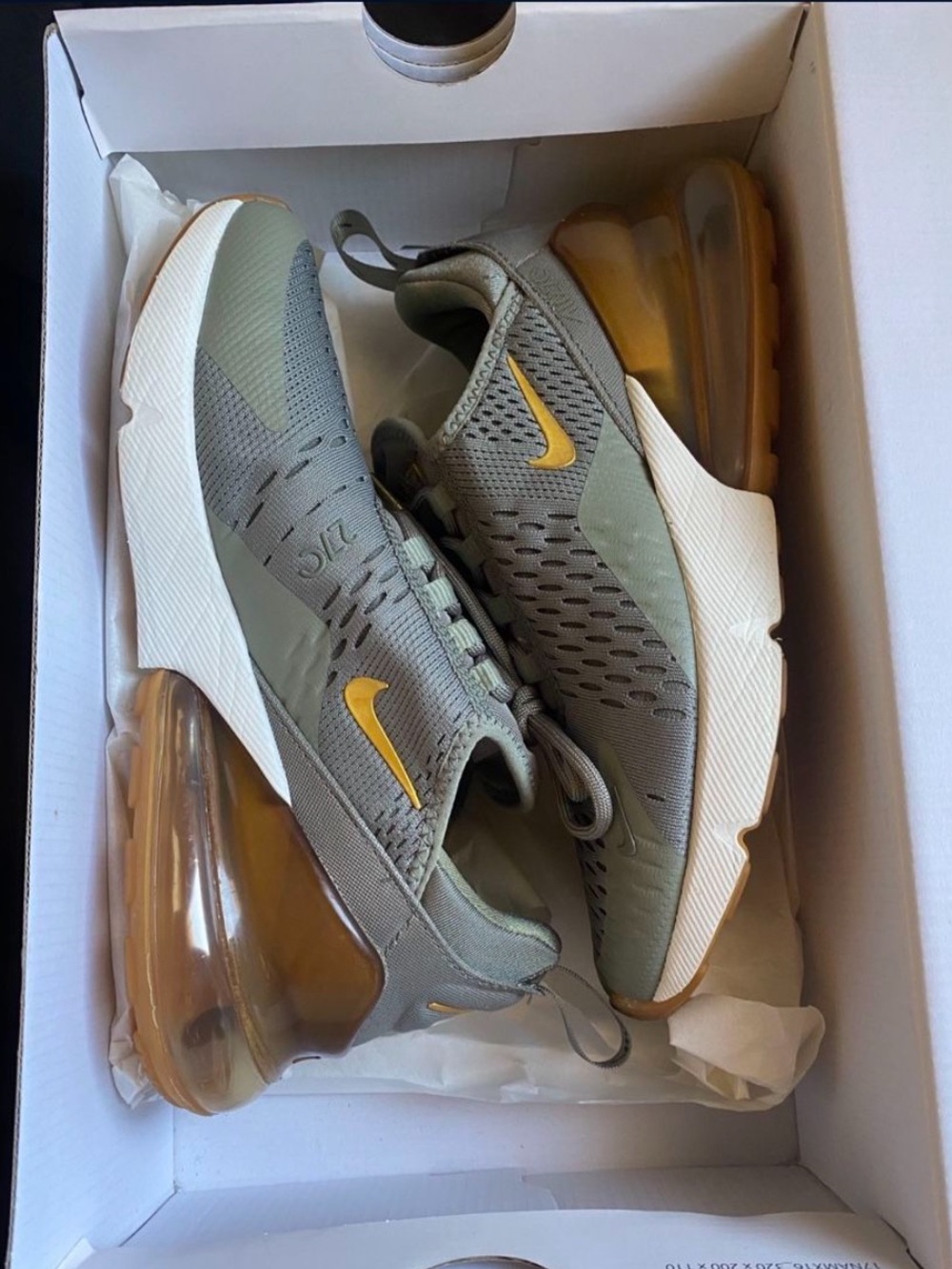 Nike Womens Air Max 270 in Olive Green with Gold Swoosh